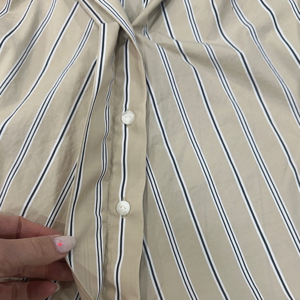 rag & bone Cream and Blue Striped Short-Sleeve Button-Down - Picture 3 of 7